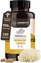 Organic Tremella Mushroom Capsules Supplément (120) (en anglais) Corps de fruits 10:1 Extrait de champignons de neige haute résistance (en anglais) 10% Beta-D Glucans (9 000mg) Équivalent brut par service