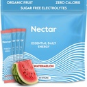 Booster d'énergie Nectar - Caféine biologique, B12 & Electrolytes - Sans sucre et sans calories – Café sain, boisson énergétique et substitut de soude – hydratation et supplément énergétique (Watermelon 18 Packets)