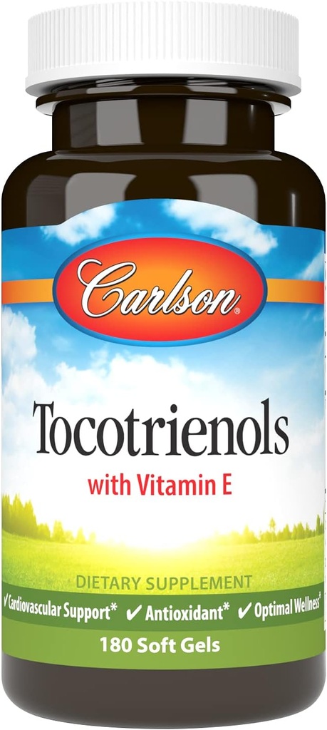 Carlson - Tocotriénols, 40 mg, avec la vitamine E de source naturelle, Gamma, Alpha, Delta, Beta, Source durable, 180 Softgels