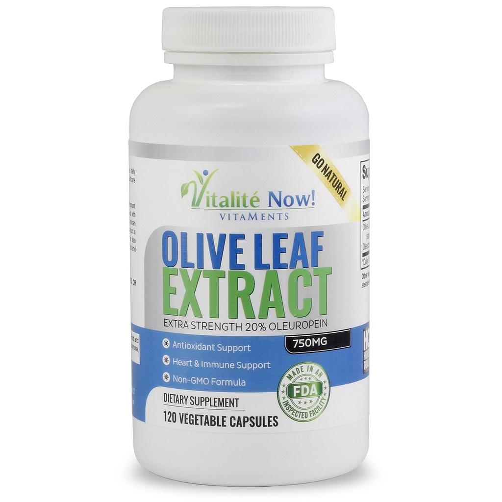 Super Strength Meilleur extrait de feuille d'olive (non-OGM) - 20% Oleuropein - Supplément de soutien immunitaire - Jusqu'à 4 mois - 750mg Capsules - Végétarien - 120 Compte