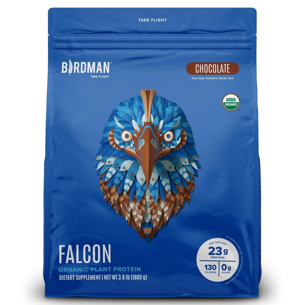 BIRDMAN Faucon Poudre de protéines végétales organiques, sans Stevia et sans sucre, protéines végétales, faible teneur en glucides, sans lait, kéto, protéines non lactoniques, probiotiques, protéines de pois - 60 portions - 3,9lb
