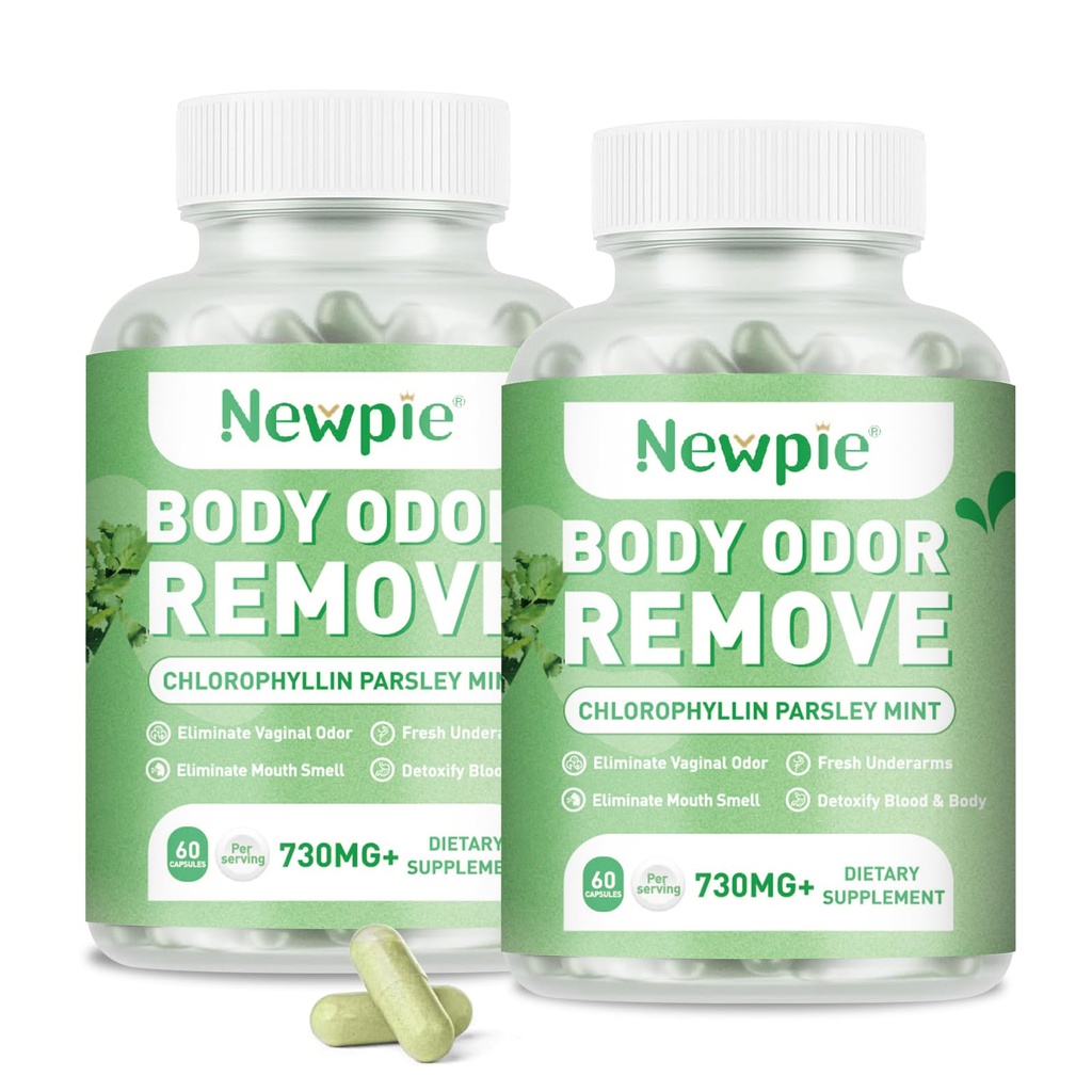 Body Deodorizing Supplement,Chlorophyll Capsules for Men & Women,Natural Internal Odor Control Pills for Skin, Breath, and Gut Health, with Gluten-Free Complex,60 Capsules