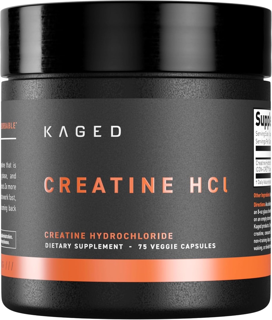 Kaged Creatine HCl Capsules | Unflavored | Muscle Building & Recovery | Patented Creatine Hydrochloride Formula | Vegan, Gluten Free, Easily Digestible | Supplements for Men & Women | 75 Servings