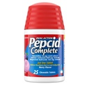 Réducteur d'acide complet Pepcid + antiacide pour le reflux acide, 10mg de famotidine, 800mg de carbonate de calcium et 165mg d'hydroxyde de magnésium par comprimé de médecine des brûlures d'estomac, antiacides, Berry, 25 ct