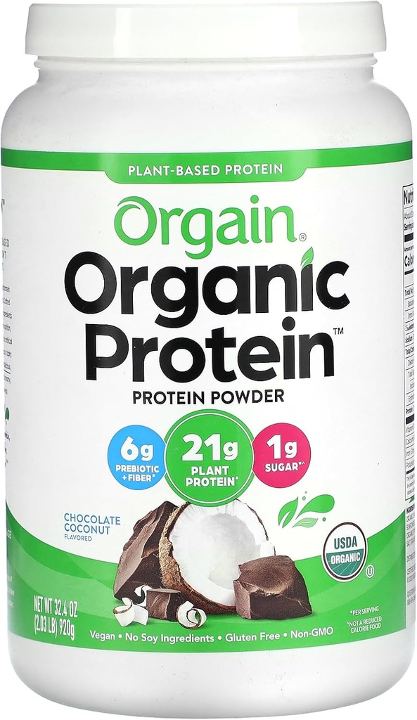Orgaine en poudre de protéines végétales biologiques, chocolat noix de coco 2 lb