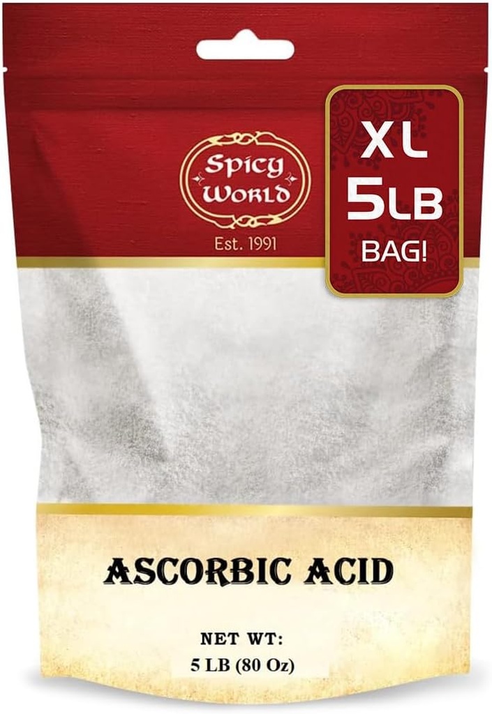 Spicy World Acide ascorbique Vitamine C Poudre 5 LB - complément alimentaire, poudre VIT C pure en vrac USP