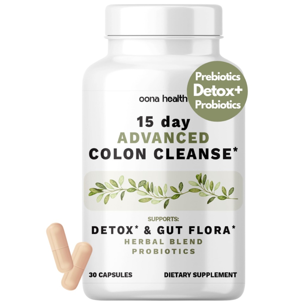 15 jours avancé Colon Cleanse, probiotiques et herbes naturelles, soutient Detox & Gut Flora pour les femmes et les hommes, avec Cascara Sagrada, Psyllium Husk & Senna Leaf, 30 Capsules 1-2 par jour