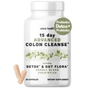 15 jours avancé Colon Cleanse, probiotiques et herbes naturelles, soutient Detox & Gut Flora pour les femmes et les hommes, avec Cascara Sagrada, Psyllium Husk & Senna Leaf, 30 Capsules 1-2 par jour