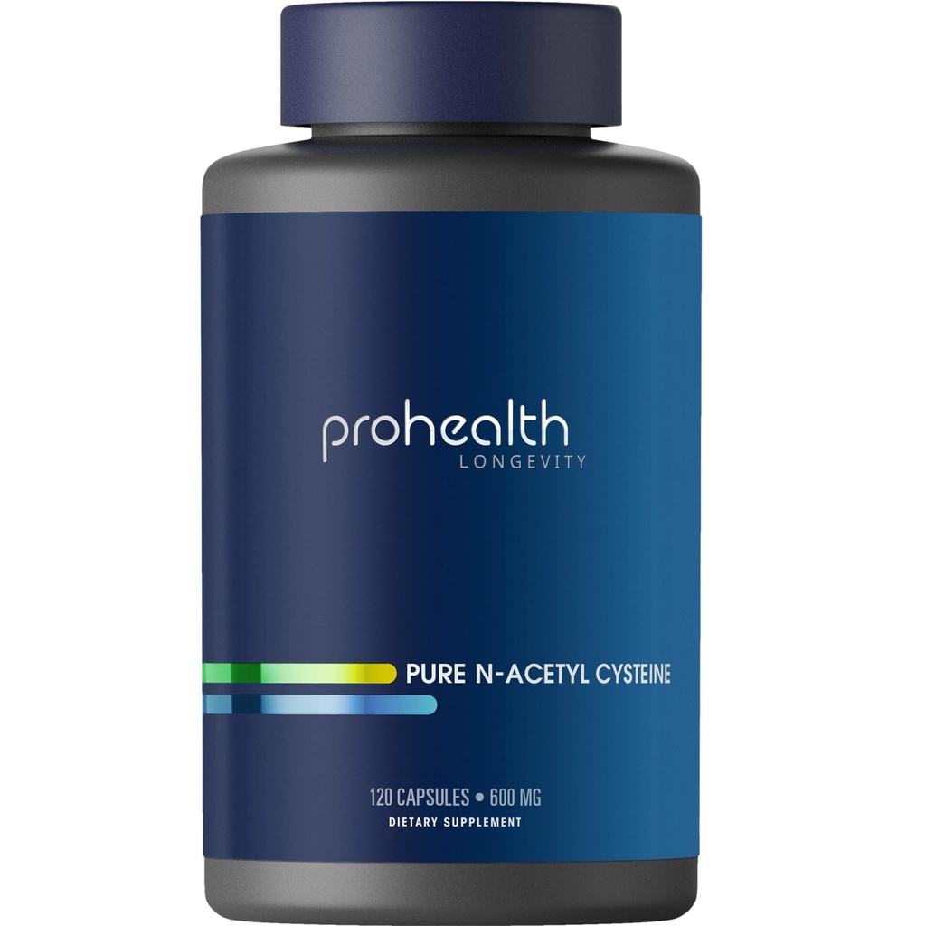 ProHealth Pure NAC – N-acétyl Cysteine – Support du foie et de l'immuno-squelettique, antioxydant et glutathion boost, santé cellulaire de 600 mg par capsule de 120 portions testées