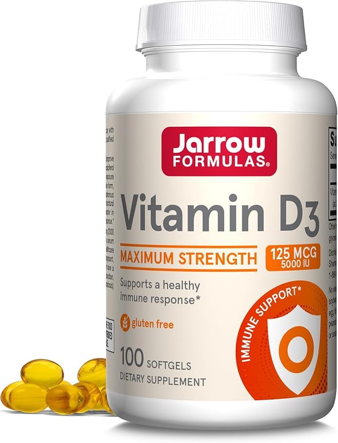 Jarrow Formulas Vitamin D3 5000 IU, 100 Softgels, Pack of 2