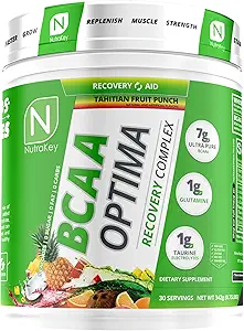 NutraKey BCAA Optima Complexe de récupération après entraînement, Pas de sucre, Pas de glucides, Aide à la récupération, Fruit Punch