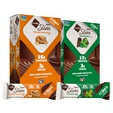 Variété Vegan NuGo Slim - Beurre d'arachides Crunchy 12 barres et menthe de chocolat 12 barres, faible teneur en glucides, Keto Friendly, 16-17g Protéines végétales, sans gluten, 24 chiffres
