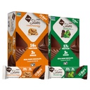 Variété Vegan NuGo Slim - Beurre d'arachides Crunchy 12 barres et menthe de chocolat 12 barres, faible teneur en glucides, Keto Friendly, 16-17g Protéines végétales, sans gluten, 24 chiffres