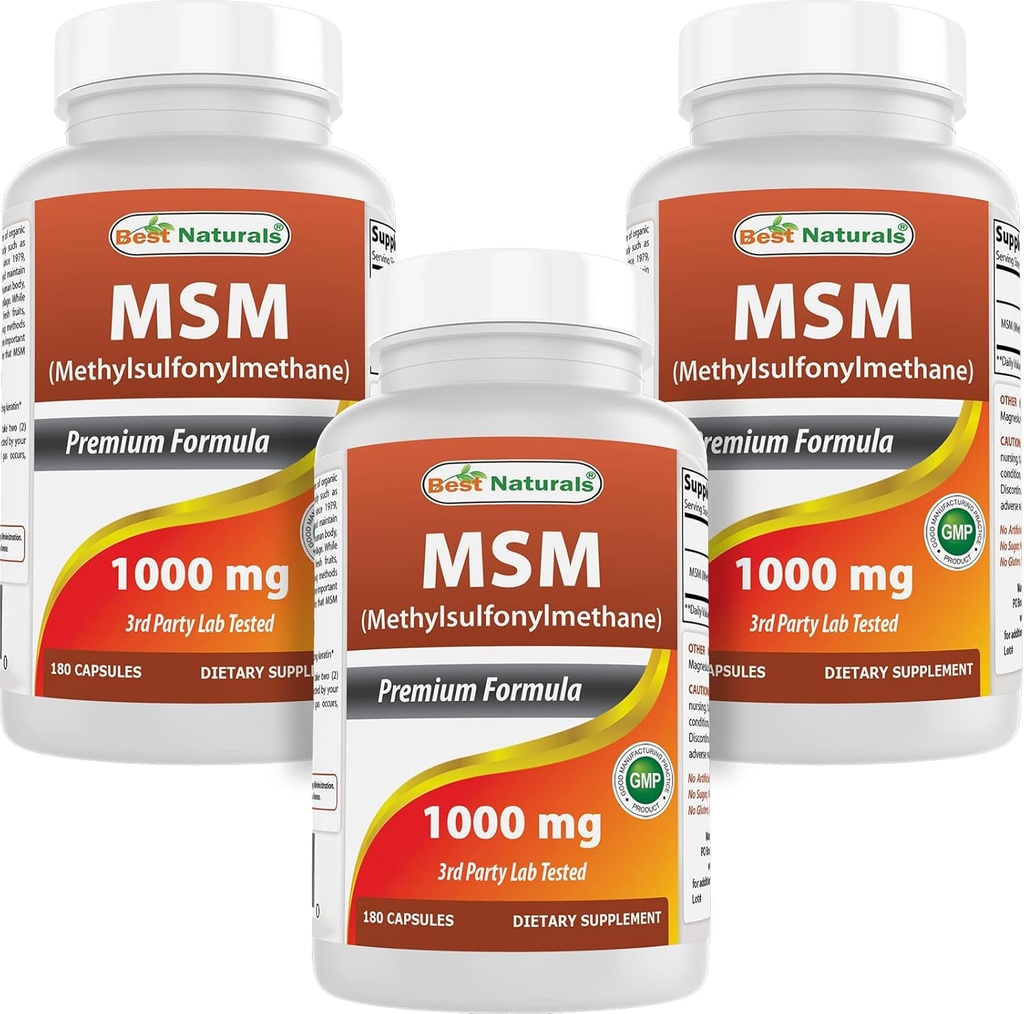 Meilleurs naturels MSM 1000 mg 180 Capsules (180 Nombre (paquet de 3))