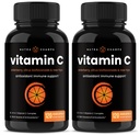 NutraChamps (2 Pack) Vitamine C 1000mg avec Elderberry, Citrus Bioflavonoïdes & Rose HIPS - 120 Capsules Vegan, Supplément anti-OGM pour la santé immunitaire et la production de collagène 500mg pilules en poudre