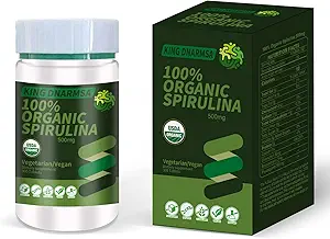 Comprimés 100 % de Spiruline biologique 500mg 300 Nombre,Rich en Beta-Carotène (Vitamine A) et B-12 avec GLA, Vega Non-GMO-Superfood