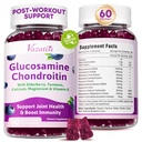 2 Pack Glucosamine Chondritine Gummies - Glucosamine Chondritine avec MSM, Elderberry, Turmeric, Supplément de soutien conjoint pour adultes, hommes et femmes - Blueberry Flavor, 120 Cts