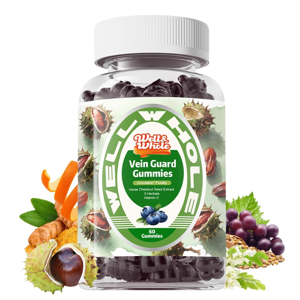 Well&Whole Horse Chestnut Extract Gummies, Circulation Supplements for Legs, Vein* Support Gummies, Sedentary Jobs, & Long Standing Hours, Rutin, Hesperidin, Sugar-Free, 60 Counts
