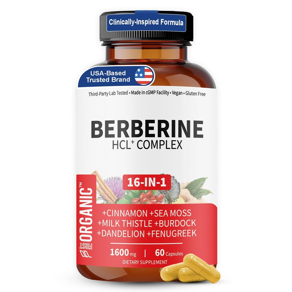 Premium Berberine Complex | Multi-Ingredient Botanical Blend with Cinnamon, Milk Thistle, NAC & Zinc | Daily Plant-Based Formula | Third-Party Lab Tested, Vegan, Non-GMO, Gluten-Free, 60 Capsules