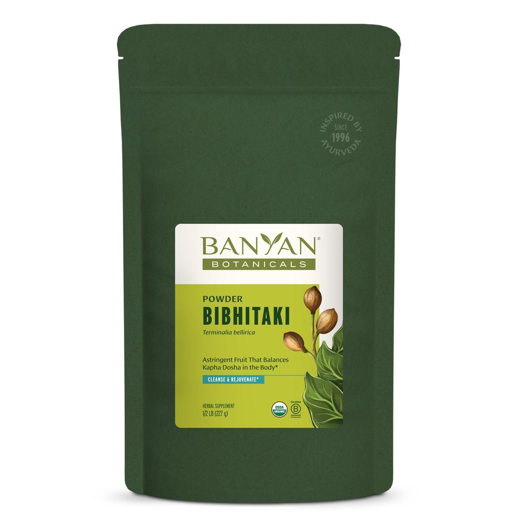Banyan Botanicals Bibhitaki Powder - Certified Organic, 1/2 Pound - Terminalia belerica - Detoxification and Rejuvenation for kapha*