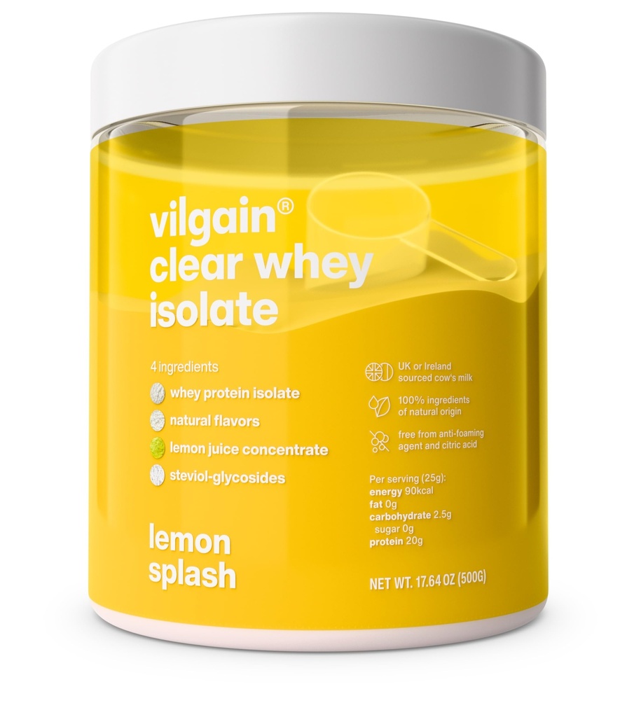 Clear Whey Isolate, Fresh Fruity Protein Flavour, Sweetened with Stevia, Over 85% Protein, Natural Ingredients, No Artificial Flavours and Dyes (17.64 g, Lemon Splash)
