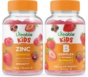 Zinc Lifeable Kids + B Complex Kids, Gommies Bundle - Grande dégustation, supplément de vitamine, sans gluten, sans OGM, gommy à croquer