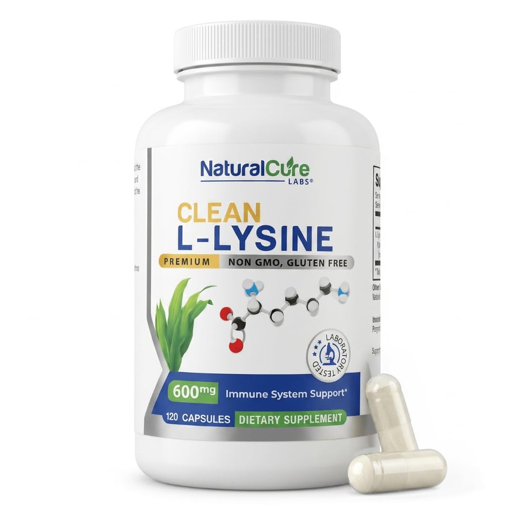 Laboratoires de guérison naturels Clean L-Lysine 600mg, 120 Capsules