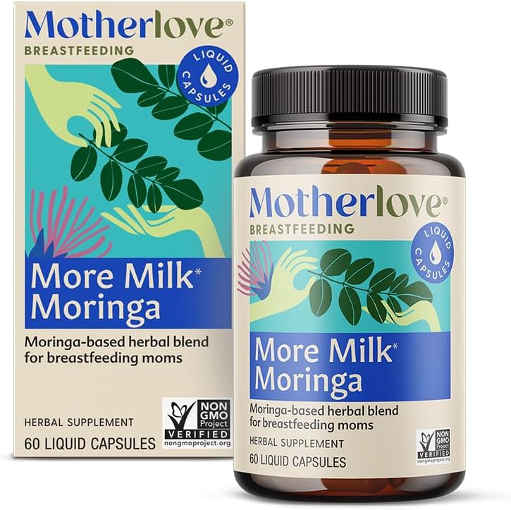 Motherlove Plus de Moringa Lait (60 capsules liquides) Supplément d'allaitement à base de Moringa pour soutenir l'approvisionnement en lait maternel — Non-OGM, Herbes organiques, Vegan, Kosher