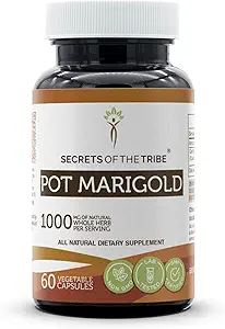 Secrets de la Tribe Pot Marigold 60 Capsules, 1000 mg, Pot Marigold (Calendula Officinalis) Fleur séchée (60 Capsules)