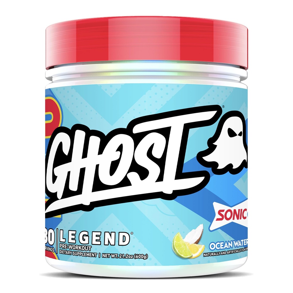 GHOST Legend Pre-Workout Powder, Sonic Ocean Water - 30 Servings – Pre-Workout for Men & Women with Choline, L-Citrulline, & Beta Alanine for Energy & Focus