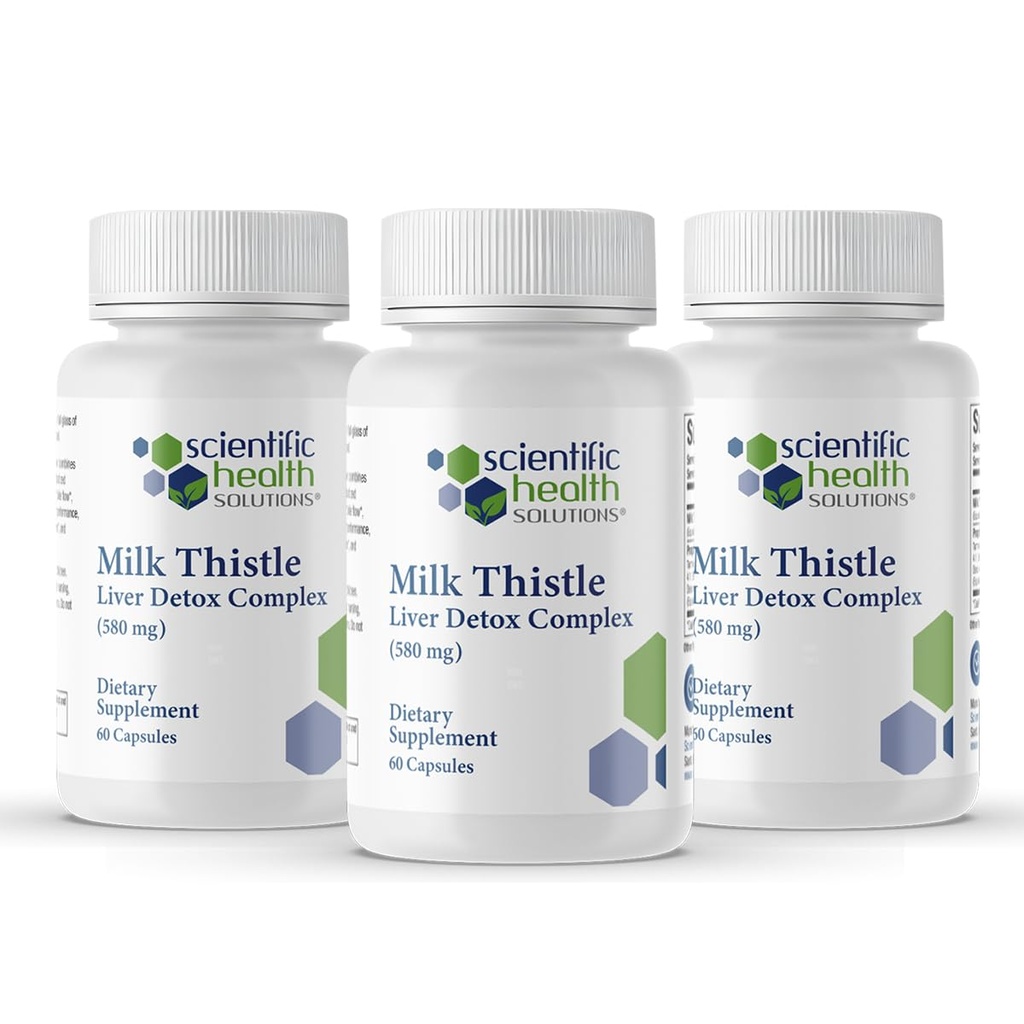 Milk Thistle Liver Detox Complex – Clinical-Grade Liver Support Supplement with Turmeric, Dandelion, Beet, Picrorhiza, Black Pepper – Phase I & II Detox – 60 Capsules – Non-GMO (3-Pack)