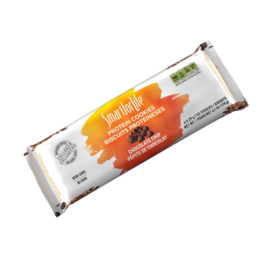 Smart for Life Chocolate Chip Protein Cookies - High Protein Cookie Diet - 6 Compte - Remplacement des repas - Snack On-the-Go - Faible sucre Calories Super High Fibre Cookies - Protein Snack