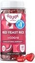 Riz de levure rouge sans sucre avec gomme CoQ10 - Suppléments de cholestérol avec levure de riz rouge 1000 mg. - Complexe de gommes de cholestérol - Vegan, Non-OGM, Sans gluten et Sans citrine