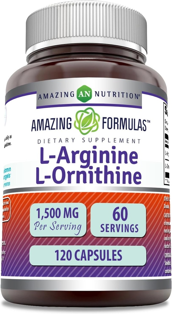 Formules étonnantes L-Arginine/L-Ornithine 1500 Mg par portion, Capsules