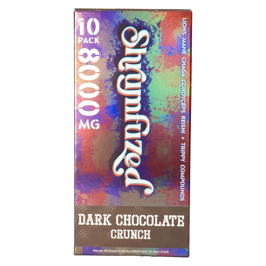 Shrumfuzed - Proprietary Nootropic Chocolate | Lion's Mane, Reishi, Chaga, and Cordycep Nootropic Mushroom Blend (10, Dark Chocolate Crunch)
