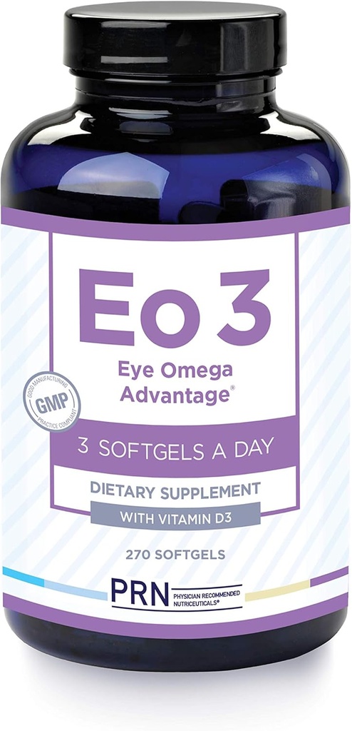 PRN Eye Omega Advantage (Eo3) Supplément - 270 Softgels, 90 jours d'approvisionnement - Omega 3 Triglycérides réestrifiés Vitamines oculaires avec 920mg EPA, 920mg DHA, Lutein & Zeaxanthin pour Macula, Retina Support