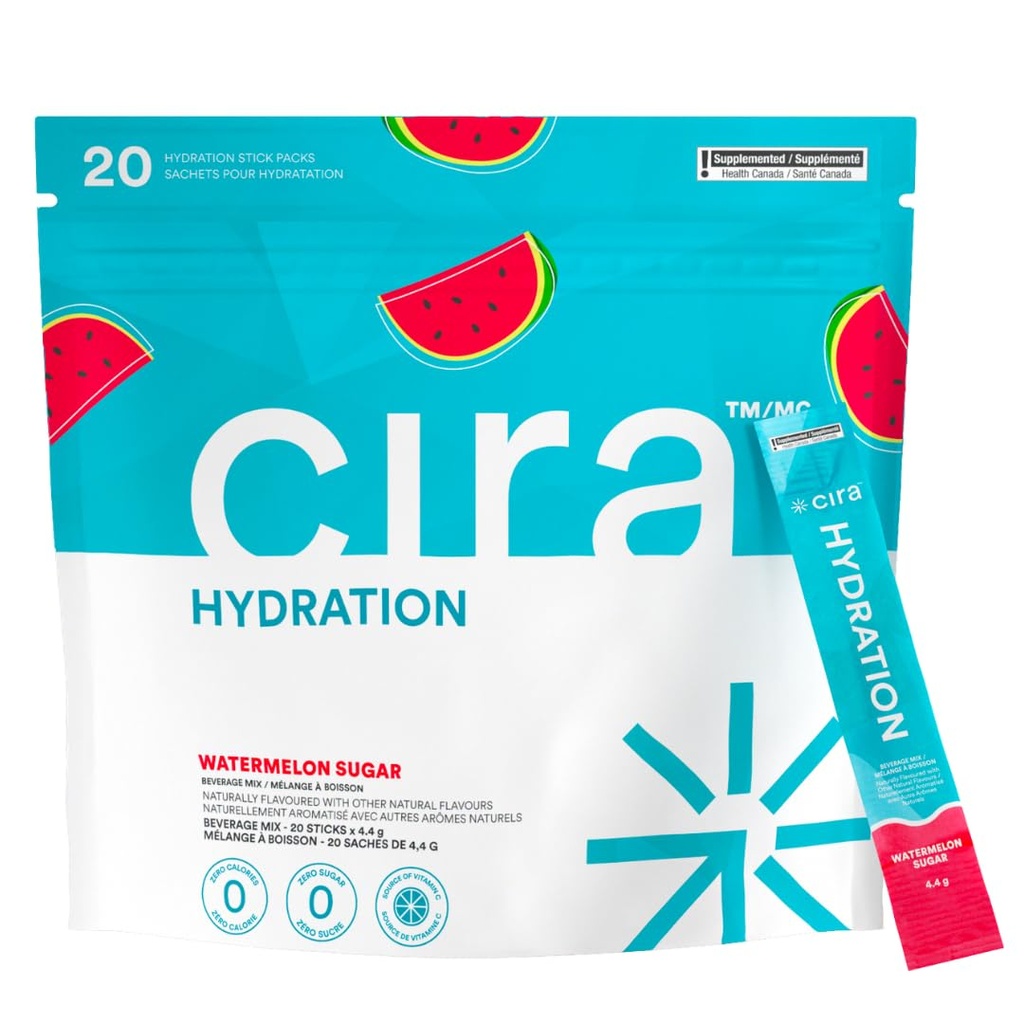 Cira Hydration Stick Packs - Electrolyte Powder & Drink Mix for On-The-Go Dehydration Relief & Recovery - Watermelon Sugar, 20 Servings