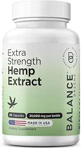 Balance Breens Hemp Extract Capsules 30 000 mg par bouteille - Supplément alimentaire naturel soutient les fonctions cérébrales, le soutien immunitaire - Riche en acides gras oméga 3-6-9 (60 Compte (paquet de 1))