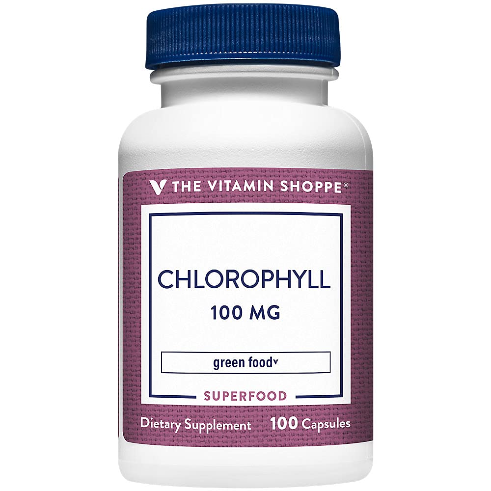 La vitamine Shoppe Chlorophyll 100mg - Complément alimentaire naturel, Superaliment vert qui soutient le système immunitaire et la production d'énergie, 'Déodorant naturel' (100 capsules)