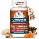 Cancer Sciences Cordyceps Capsules de supplément de champignons - 1500mg Complexe de champignons biologiques pour le mieux-être, haute puissance 40% Beta-Glucans, supplément de soutien immunitaire pour l'énergie et stamina Booster, 120 comte