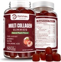 Zammex Multi Collagen Peptides Gummies (Type 1, 2, 3, 5 & 10), 30 Servings, Anti-Aging Collagen Gummy Supplements for Women&Men with Biotin Vitamin C, Hyaluronic Acid, Peach Flavor