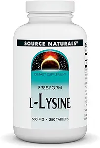 Source Naturals L-Lysine 500 mg Free Form - Amino Acid Supplement Supports Energy & Formation of Collagen* - 250 Tablets