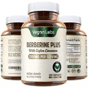 Vegan Labs Berberine HCL 1200MG avec Ceylan Cinnamon Organique- 180 Capsules Vegan- Supporte la santé globale et le système immunitaire