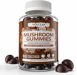 Gommies de champignons 10 Mélange - Complexe de champignons Supplément de champignons tous les jours avec Chaga, Lions Mane, Reishi, Cordyceps - 90 Gommies