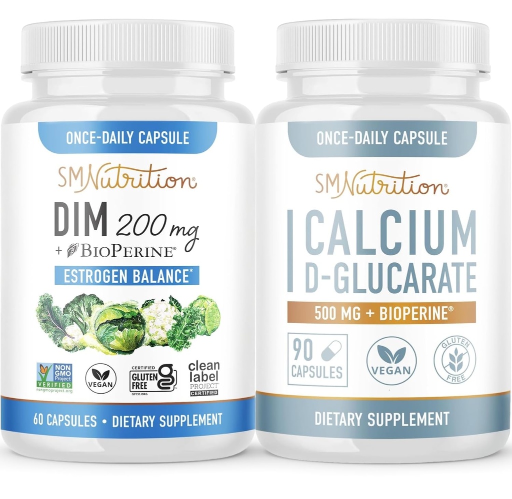 Calcium D-Glucarate avec 200 mg de supplément DIM pour l'équilibre œstrogène amélioré pour les femmes