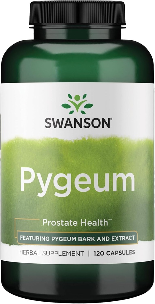 Swanson Pygeum - Supplément à base de plantes de 400mg pour la santé de la prostate masculine - soutient la santé de la peau et du trac urinaire - 120 capsules