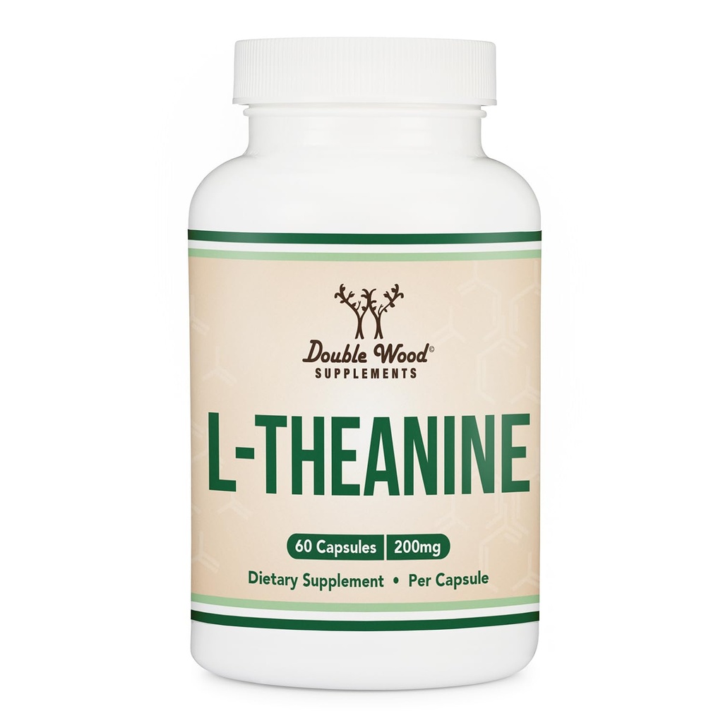 L-Theanine 200mg per Serving - Supports Restful Sleep and Relaxation - 60 Capsules (Third Party Tested, Gluten Free) by Double Wood