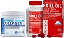 Bronson Marine Collagen Peptides Hydrolysed Protein Powder + Antarctic Krill Oil 1000 mg avec Omega-3s EPA DHA