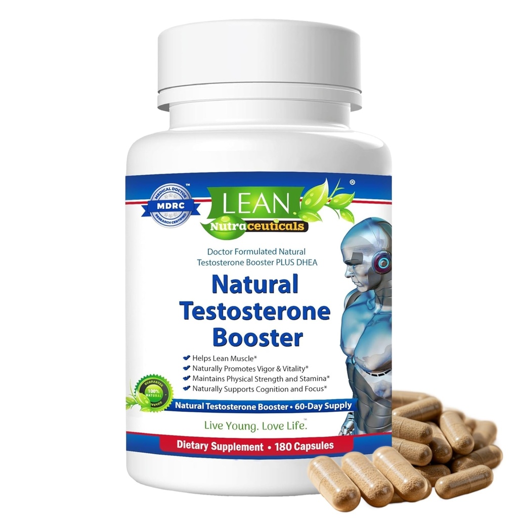 Lean Nutra Support Hormone pour hommes – 180 Capsules – Supplément de support de testostérone naturelle avec Maca, Fenugreek, Tongkat Ali, Zinc, Tribulus, DHEA – Énergie, équilibre, force et bien-être pour les hommes