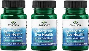 Swanson Lutein & Zeaxanthin Supplément synergique pour la santé oculaire Retina Macula Vision (Lutein 20 mg & OmniXan Zeaxanthin 2 mg) 60 Softgels Sgels (3 Pack)
